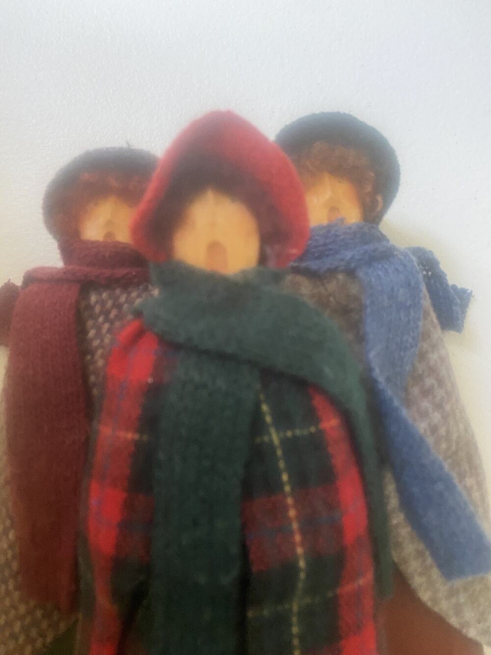 1995 Christmas Carolers Wooden Folk Art Carved Wood Signed John Valletta 1995